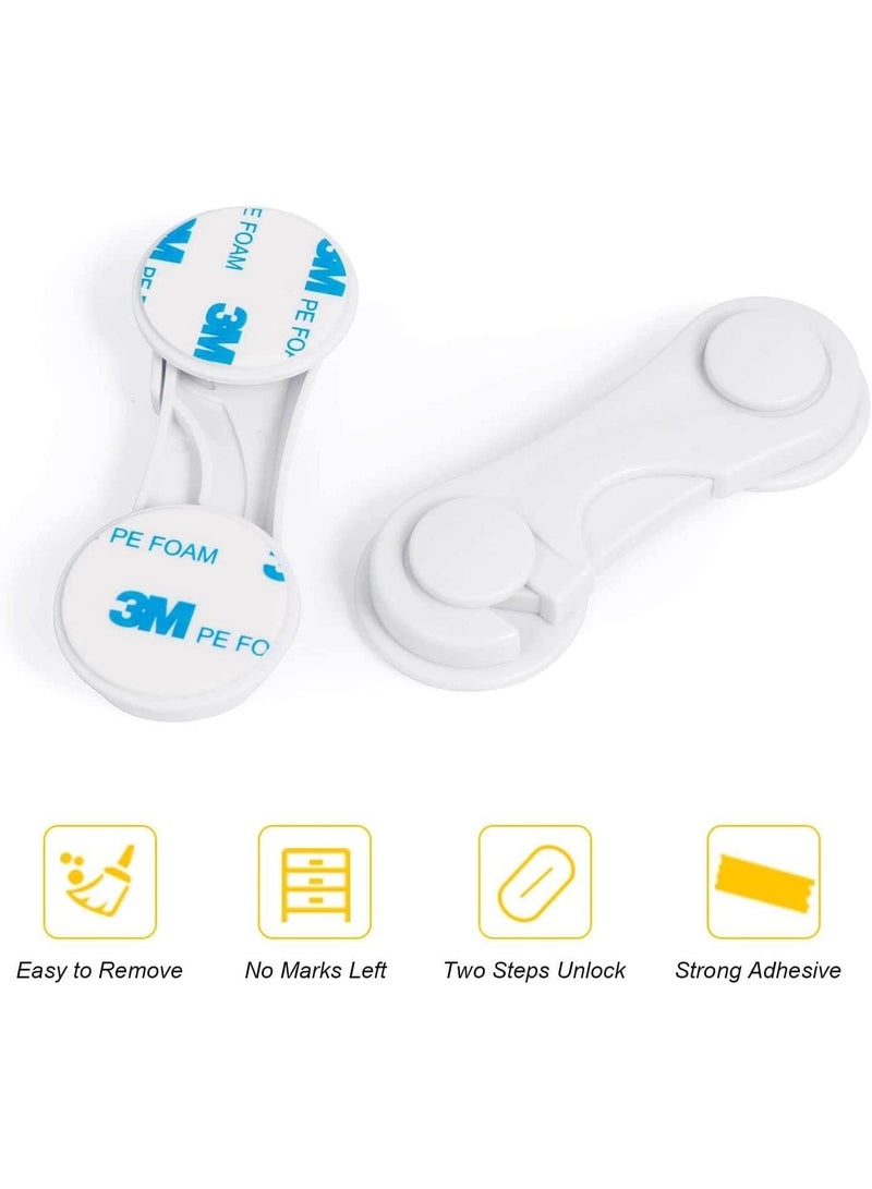 6 قطع من أقفال الأمان المنزلية للأطفال الصغار والرضع - أقفال بلاستيكية مقواة مقاومة للأطفال للخزائن والأدراج والثلاجات وأفران الميكروويف، تحمي الأصابع والأشياء الحادة ومنظفات المنزل - Image 2